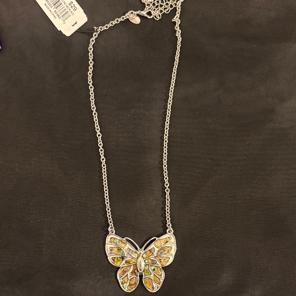 Cookie Lee Silver and Gold Butterfly Necklace